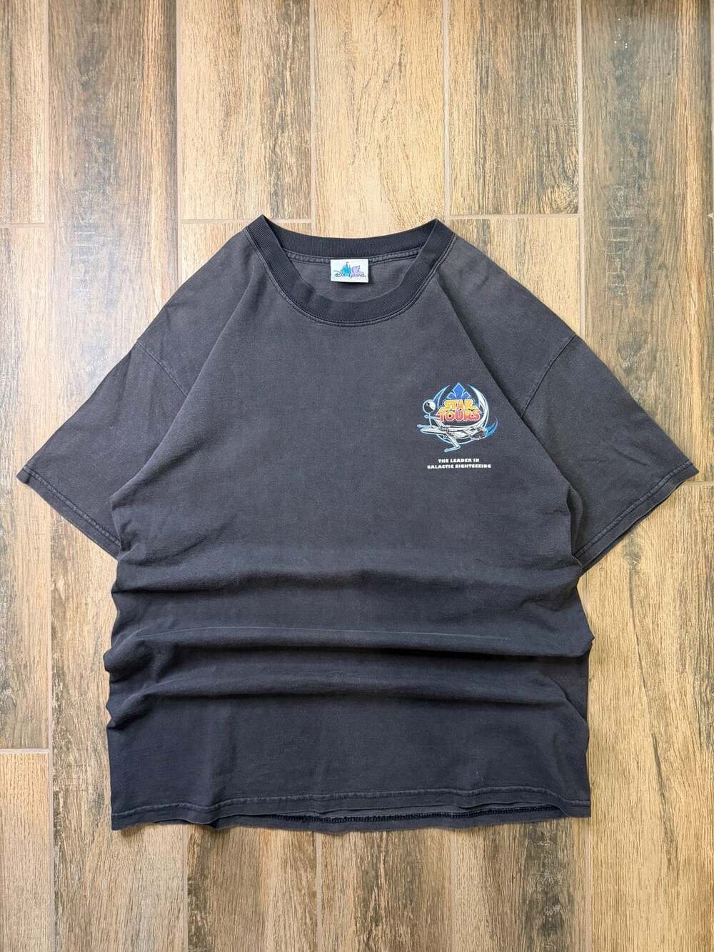Vintage Disneyland Star Wars T Shirt Star Tours Forest Moon Of Endor Sz L RARE